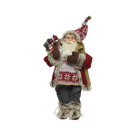 DECORIS Multicolored Santa with Skies and Pinecone Indoor Christmas Decor 612010
